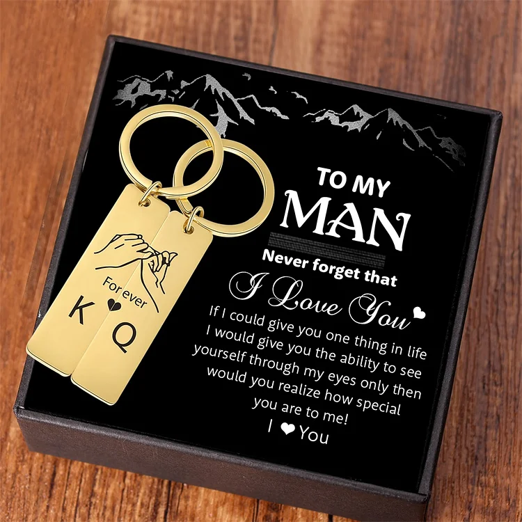 Personalized Pinky Promise Couple Keychain Set Engrave Name Heart Matching Couple Gifts Unique Wedding Gifts