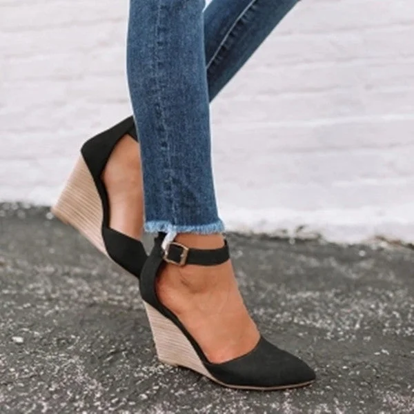 Classic Ankle Strap Wedge Shoes