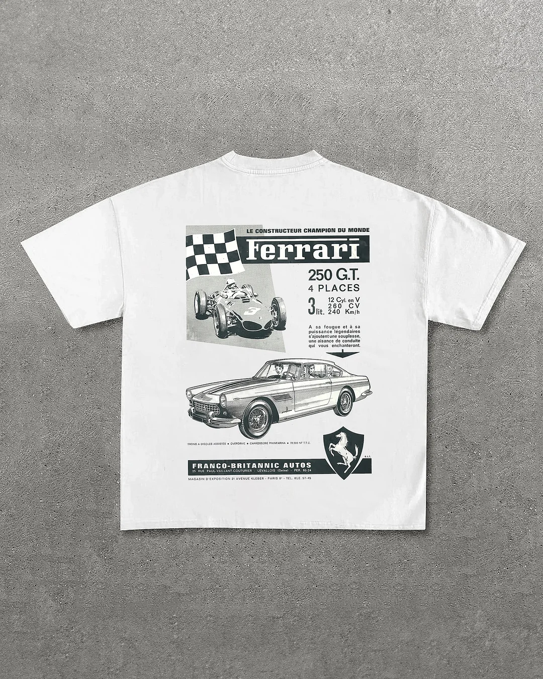 Vintage Retro Ferrari Car Printed Men's Oversized T-shirts - Devcarry