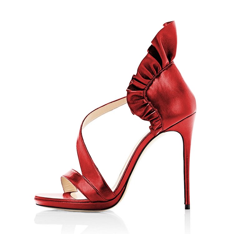 Women's Red Stiletto Heels Commuting Sandals Open Toe Dress Shoes |FSJ Shoes