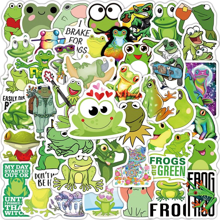 Funny Day frog stickers pack of 50