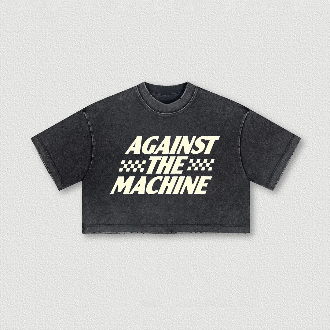 Against The Machine Washed Women's Cropped Top - Devcarry