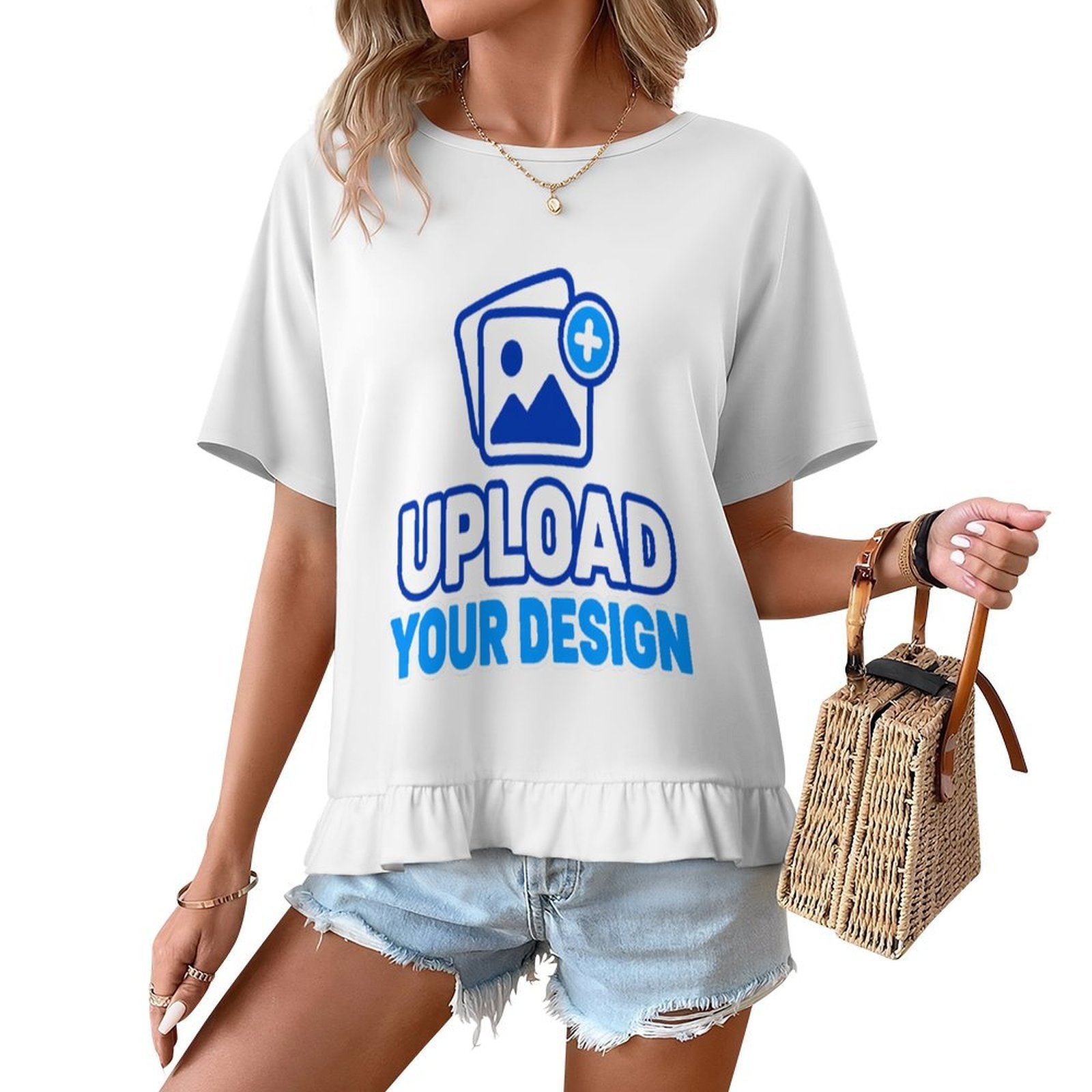 Ruffle-Hem Short-Sleeve Top custom full-print product view 8