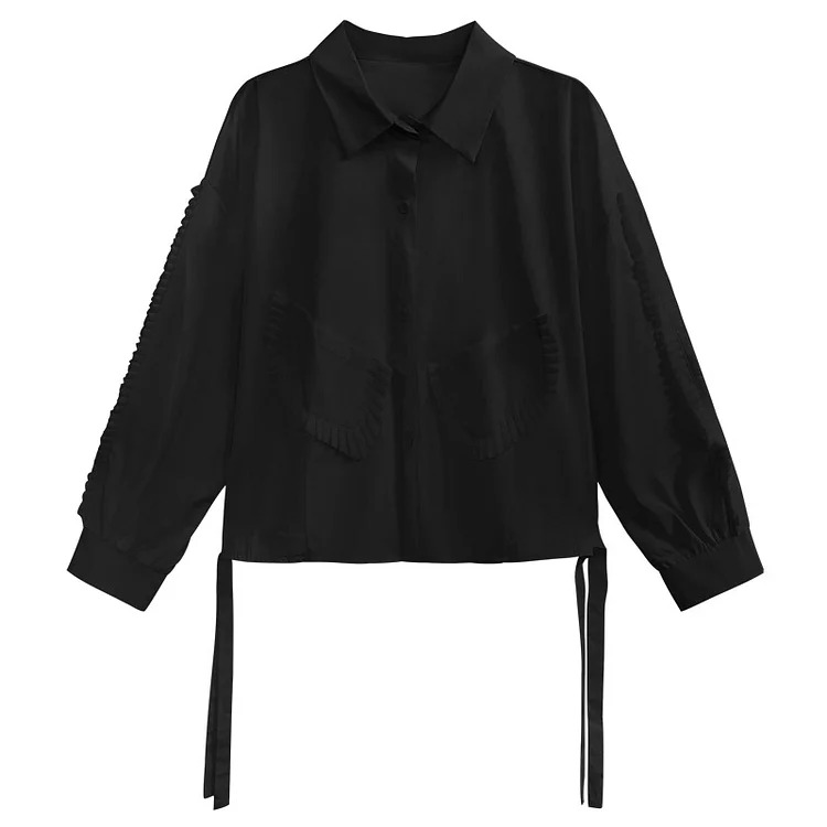 Personalized Solid Color Long Sleeve Lapel Shirt