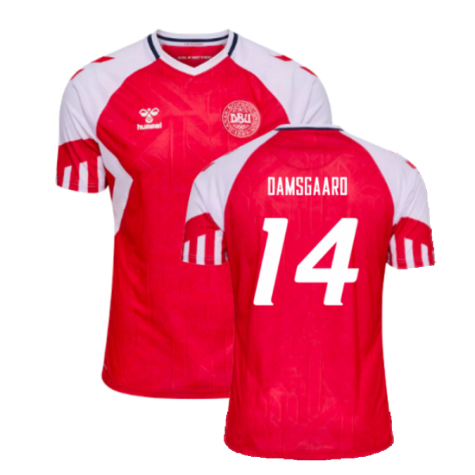 Denmark Mikkel Damsgaard 14 Home Shirt Kit 2023-2024