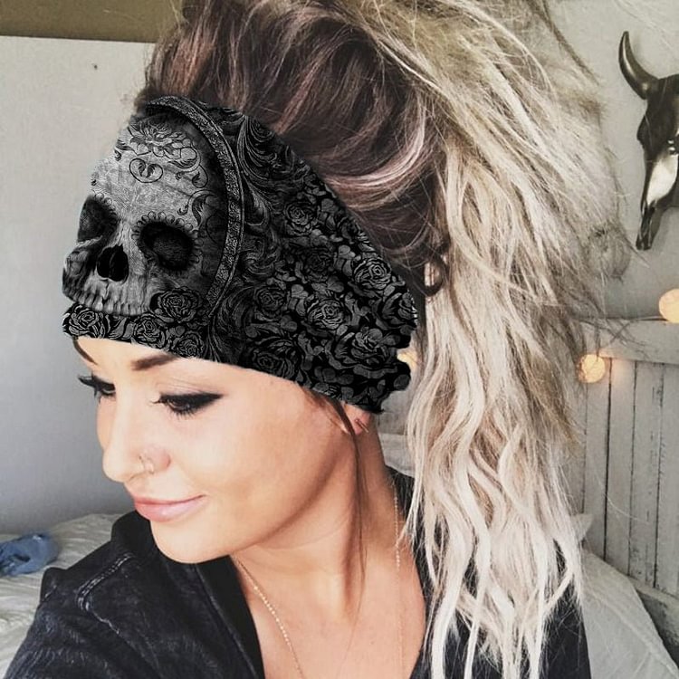 Comstylish Skull-Print Stretch Headwear
