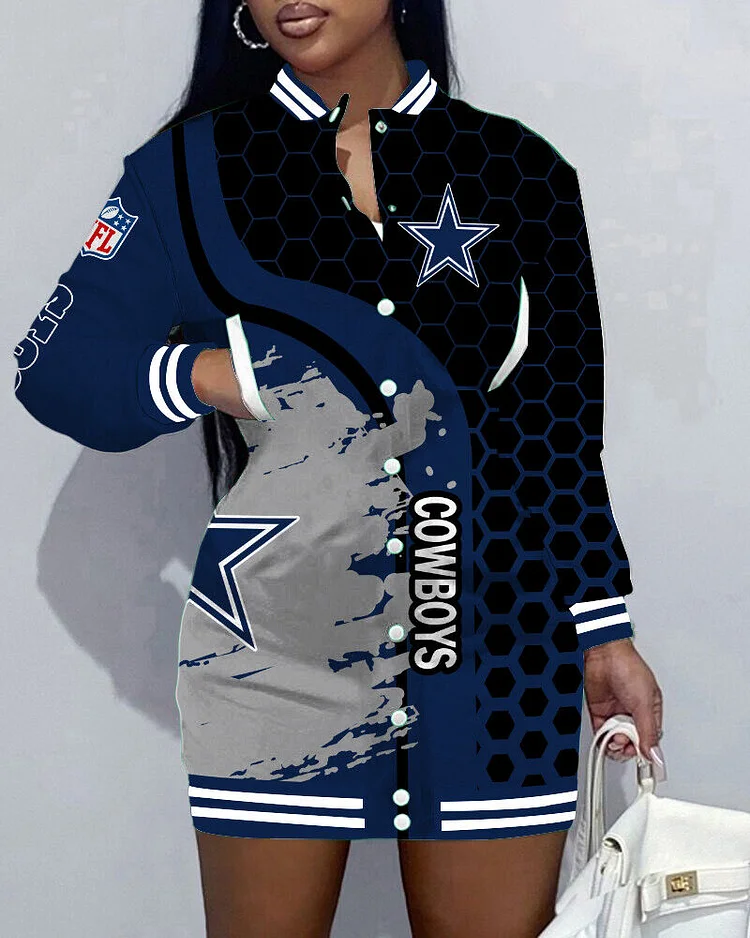 Dallas Cowboys
Limited Edition Button Down Long Sleeve Jacket Dress