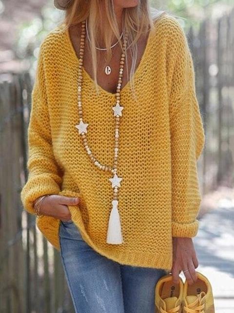 Casual Round Neckline Loose Shift Sweater - Shop Trendy Women's Clothing | LoverChic