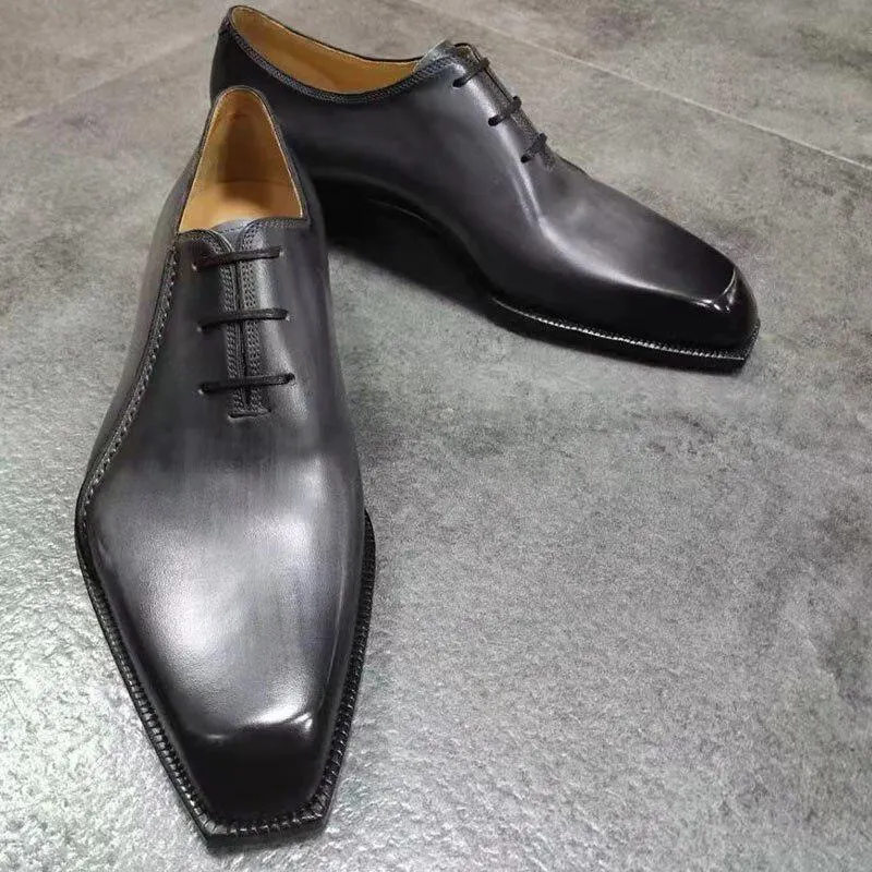 Leather Shoes Man Dress Oxford Hand Painted Office Wedding Men's Shoes