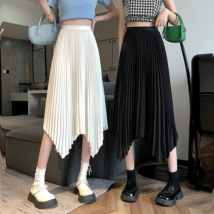 Asymmetrical Accordion Pleat A-Line Skirt YP4058