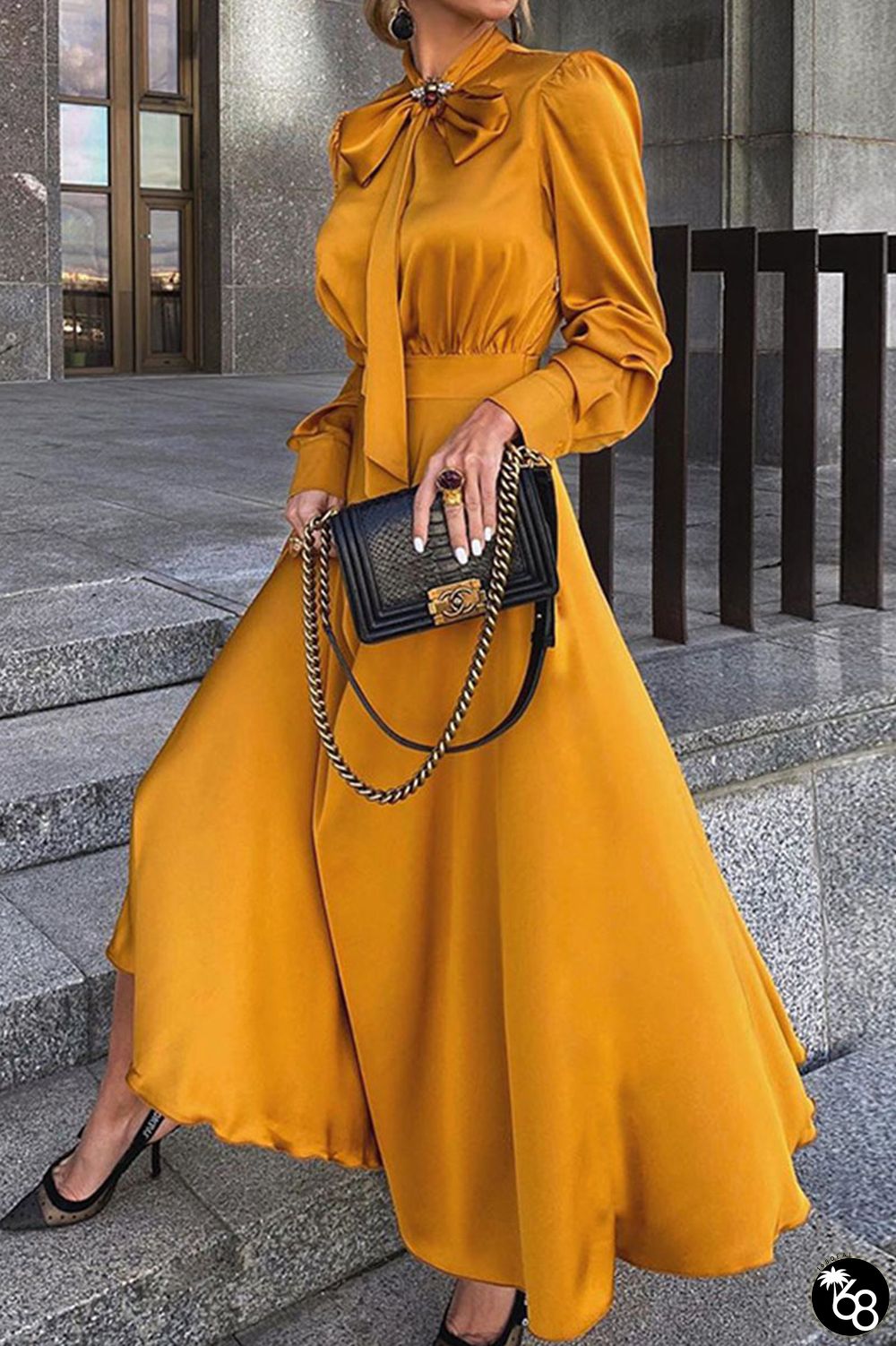 Fashion Elegant Solid O Neck Evening Dress Dresses | 168DEAL