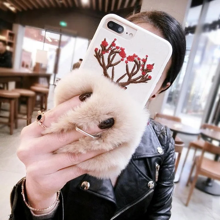 KhakiGrey Fluffy Sika Deer Phone Case SP1811601
