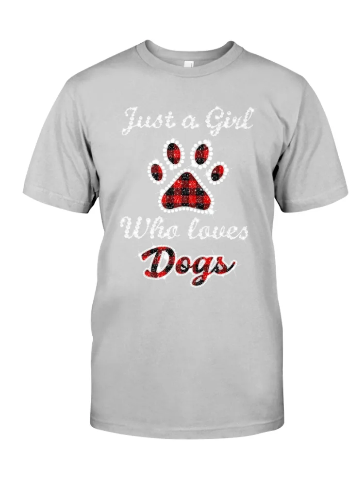 Vefave Just A Girl Who Loves Dogs Print Casual T Shirt