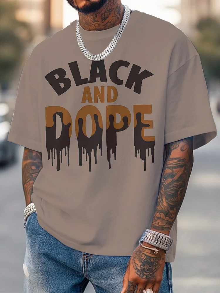 Men's Black And Dope Print Cotton Casual T-Shirt