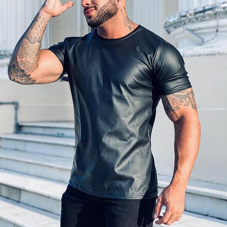 Leather Slim-Fit T-Shirt