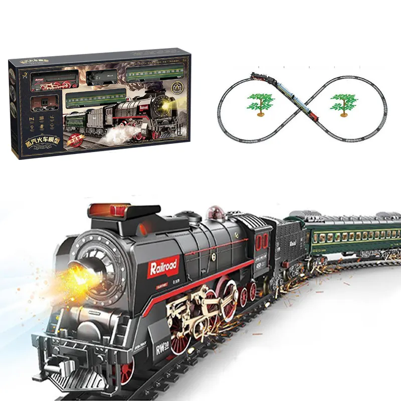 Coffret train électrique pour enfants, train jouet de Noël avec lumière, son et 3