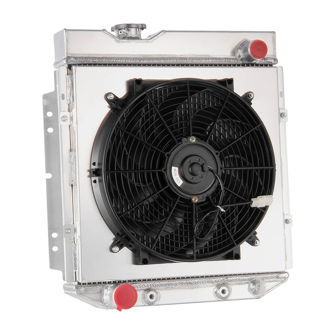 Alloyworks 3 Row Radiator with Shroud Fan For Ford 1960-65 Falcon/1965-66 Ford Mustang 19-3/5''W x 21-5/9'' H