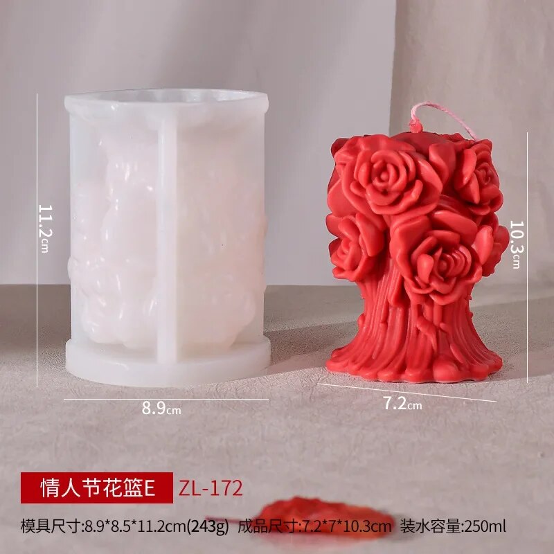 DIY 3D Rose ball candle silicone mold Valentine's Day bouquet flower candle silicone mold Rose bouquet resin gypsum mold