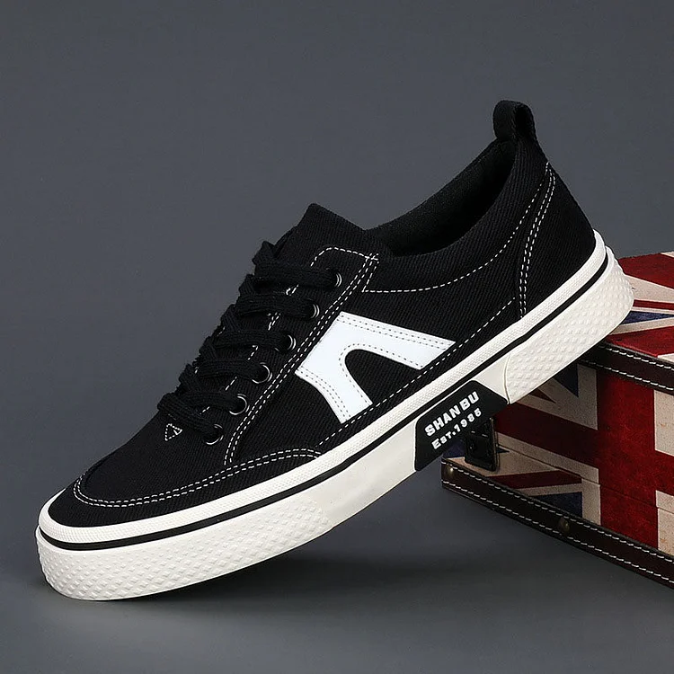 Canvas Stitching Lace-Up Antislip Casual Flat Sneakers