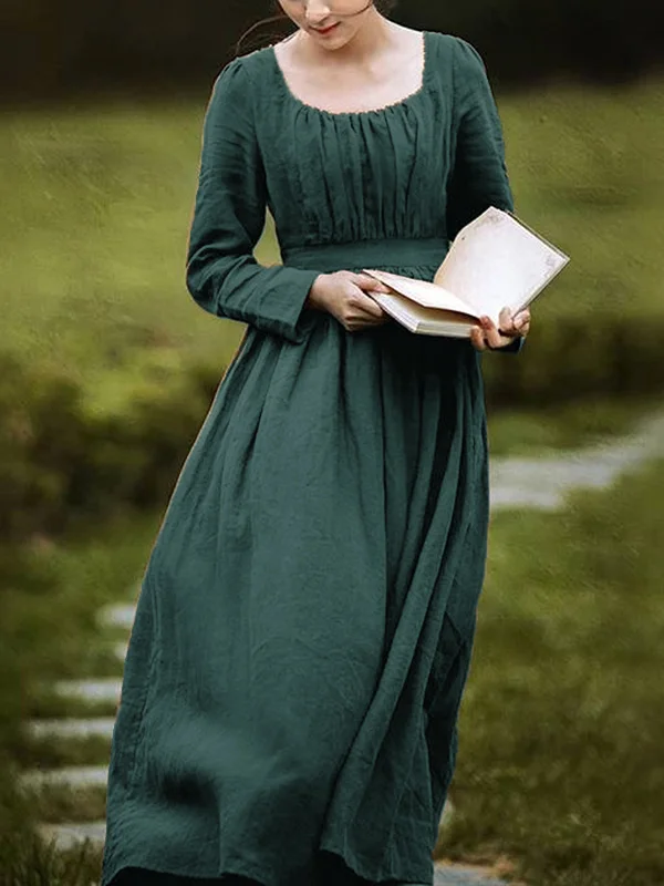 Linen Blend Elizabeth Bennet Vintage Dress