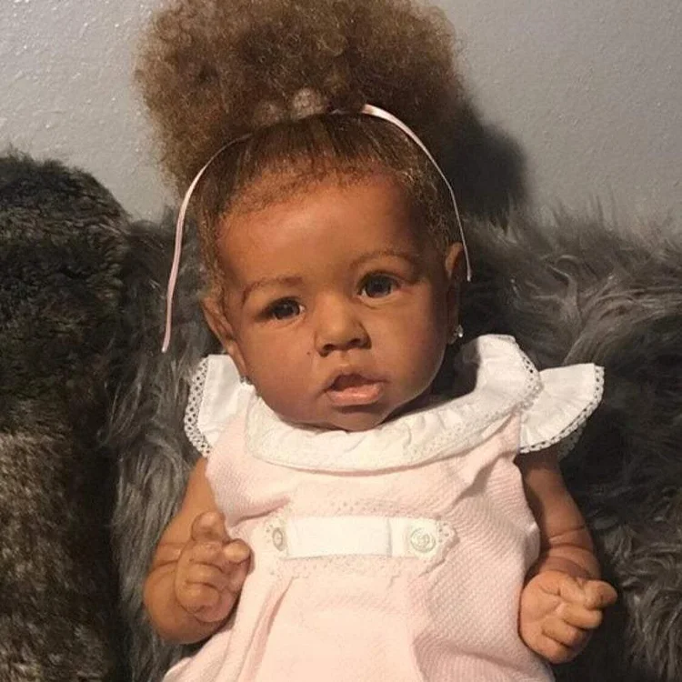  20'' Letitia Black Reborn Baby Doll Girl, Lifelike Soft African American Doll Gift, With pacifier and bottle - Reborndollsshop®-Reborndollsshop®