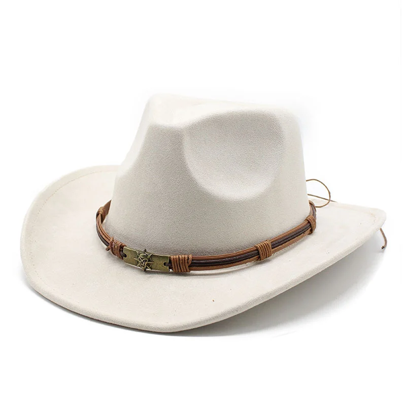 Men Women's Retro Yellowstone Suede Warped Western Cowboy Hat Rolled Brim Ethnic Style Felt Hat、、URBENIE