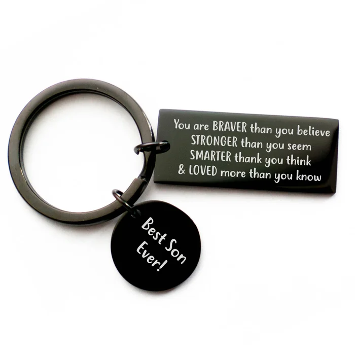 To My Son Keychain Love Gift "You Are Braver Than You Believe"