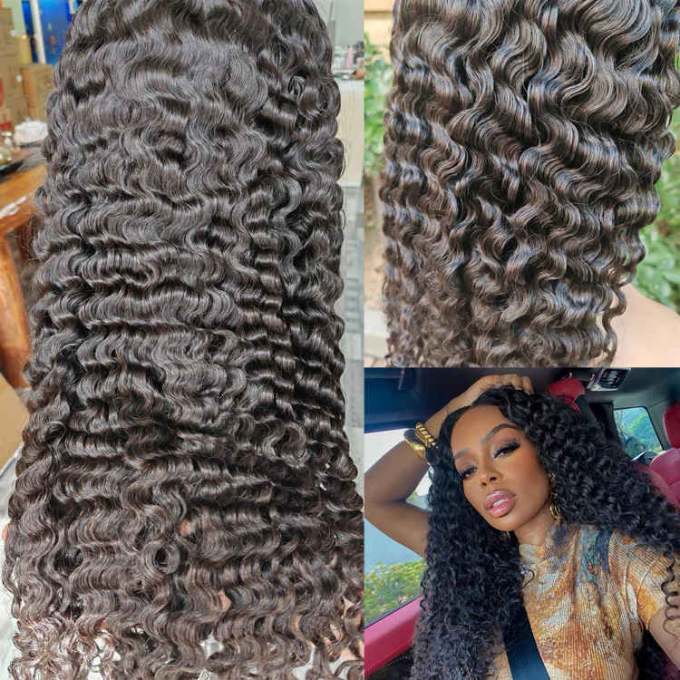 Burmese Curly Glueless 13x6 Lace Frontal Wig Deep Hairparting