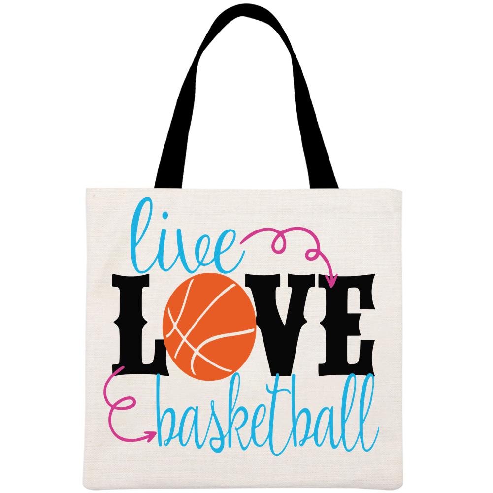 LIVE LOVE BASKETBALL Printed Linen Bag-Guru-buzz