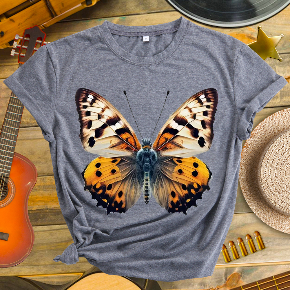Creative Butterfly Pattern Neck T-shirt-Guru-buzz