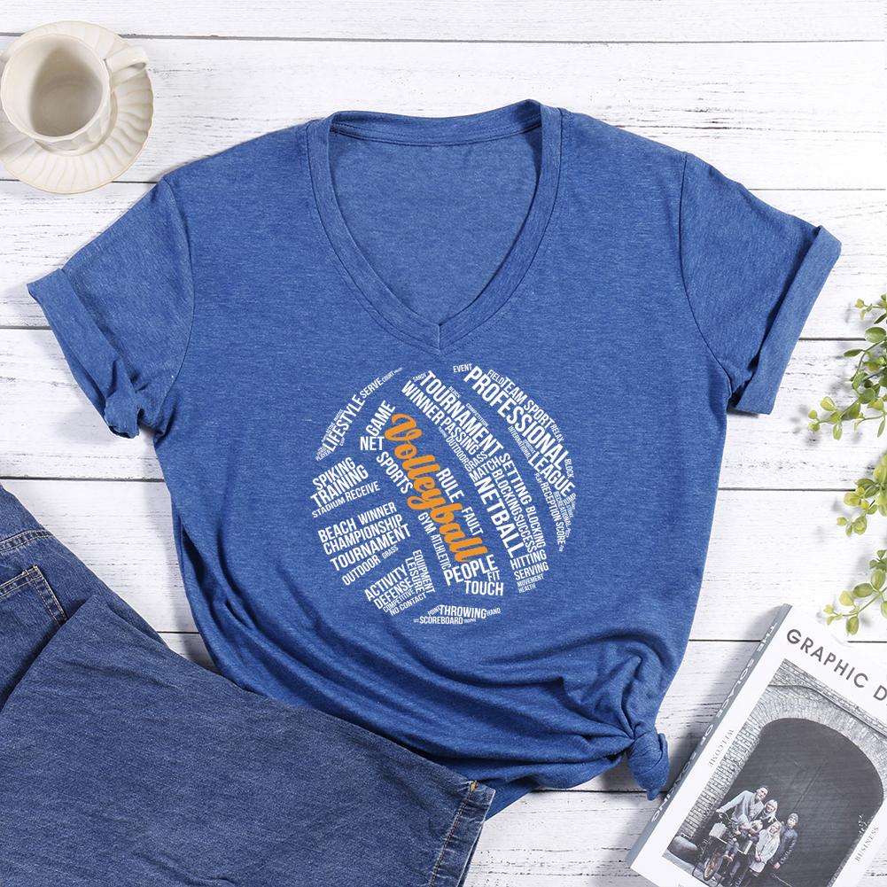 Volleyball Word Cloud V-neck T Shirt-Guru-buzz
