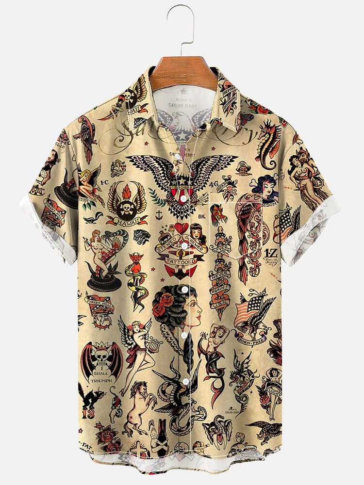 Men's Retro Sailor Short Sleeve Shirt socialshop