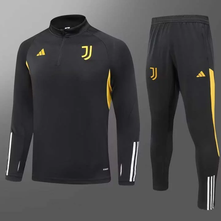 2023/2024 Juventus Half-Pull Training Suit Black Football Shirt 1:1 Thai Quality Set