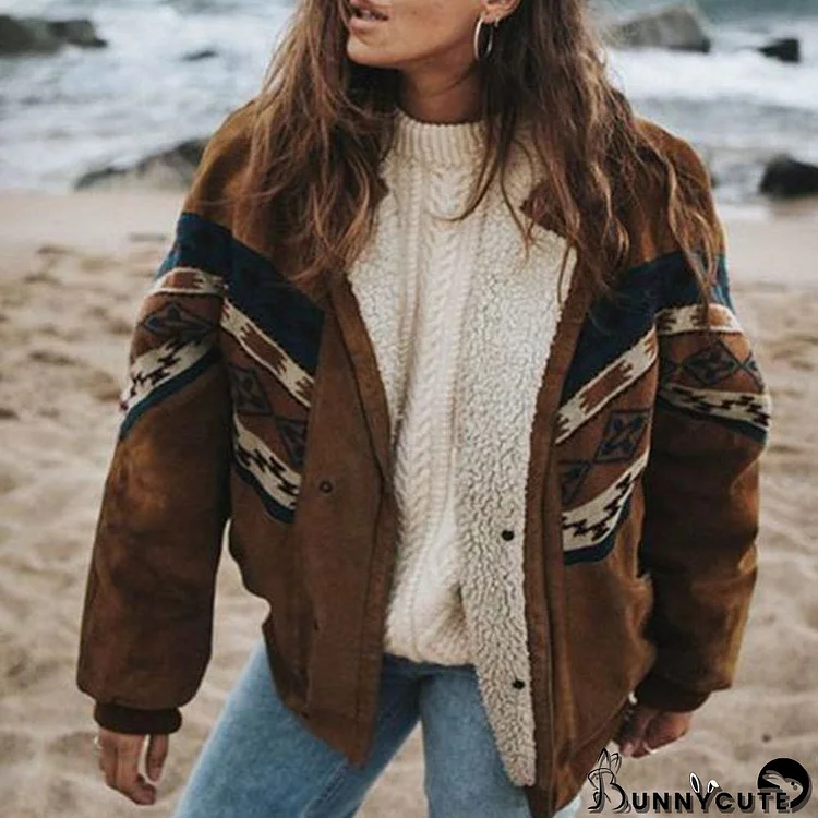 Patchwork Fluffy Casual Coat