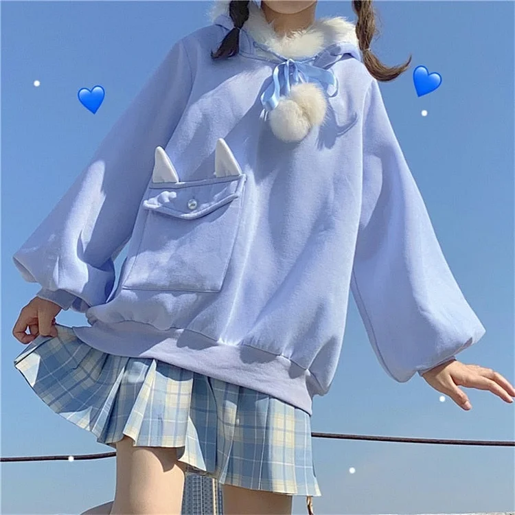 Japanese Kawaii Rabbit Ear Hooded Bunny Pullover SS2138