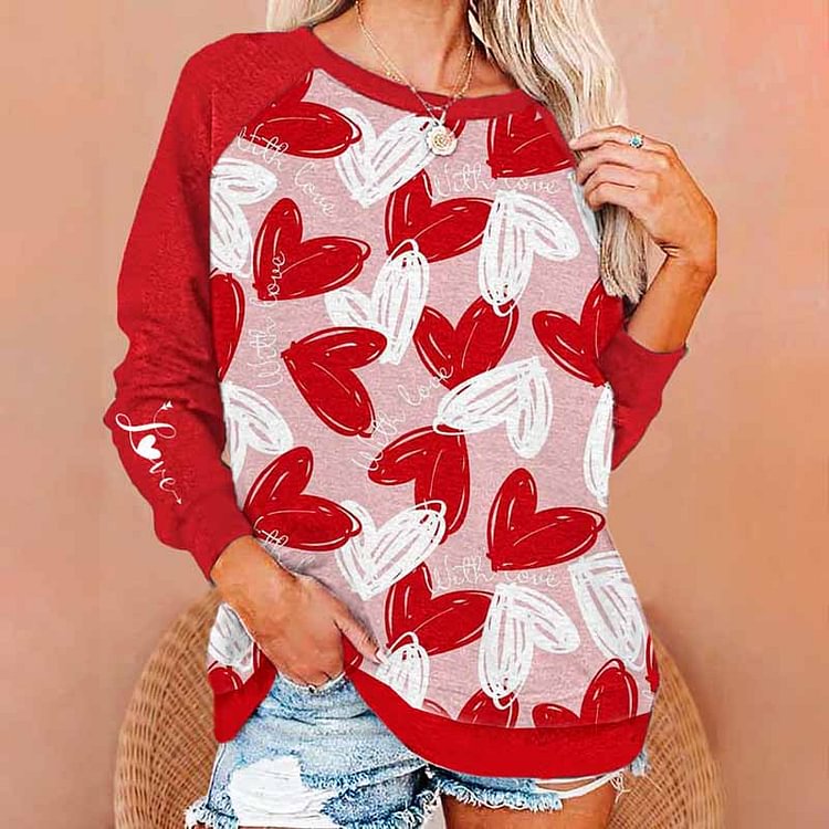 Comstylish Love Printed Casual Long Sleeve Sweatshirt