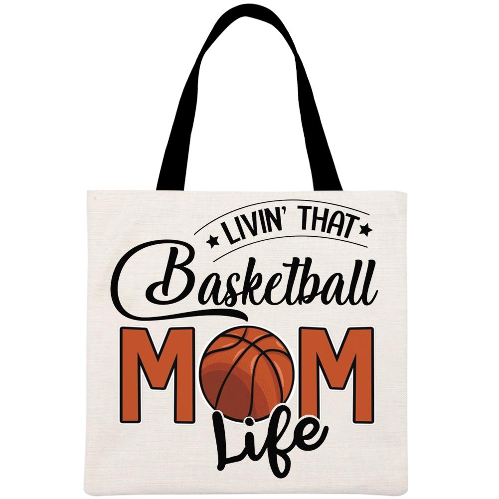 Living That Basketball Mom Life Printed Linen Bag-Guru-buzz