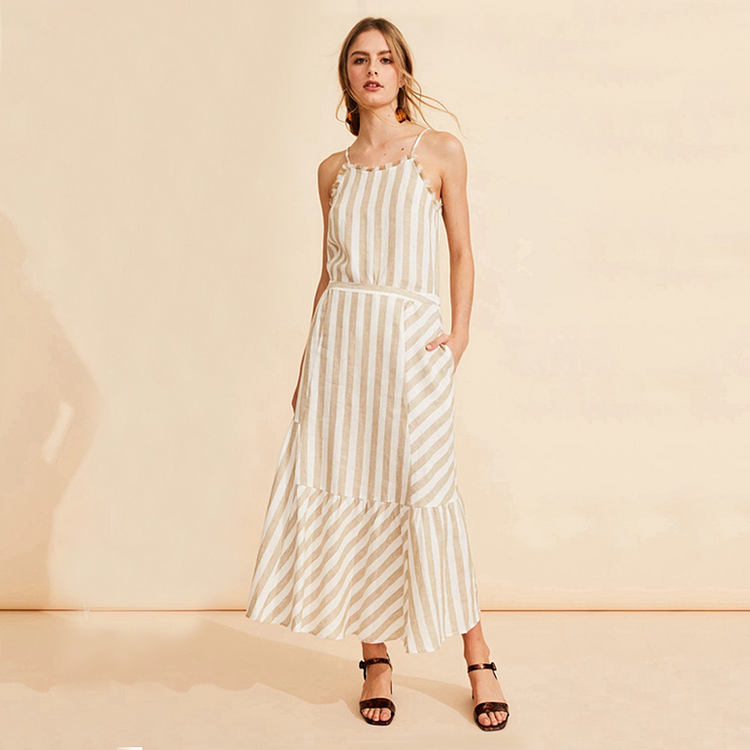 Striped Linen Skirt-ChouChouHome