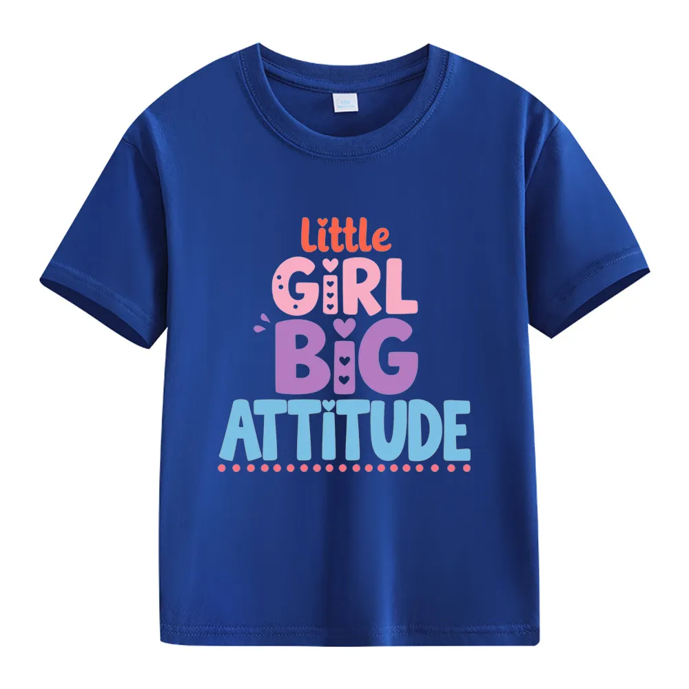 【2Y-13Y】Little Girl Big Attitude Graphic T-Shirt For Kids