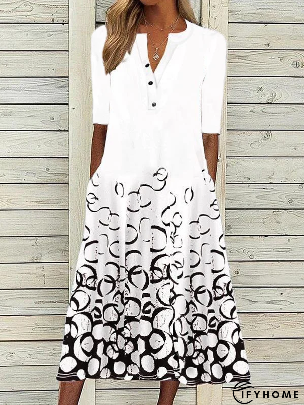 Geometric Half sleeve Casual Dresses | IFYHOME