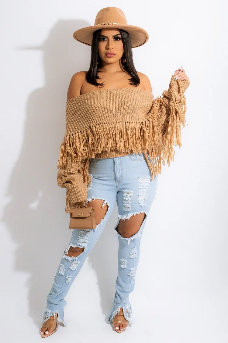 Handmade Sweater Fringe Tops