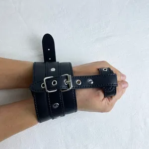 pornhint Pornhint Wrist to Thumb Cuff Strap Restraint Bondage Fetish Hand Made of PU Leather bdsm