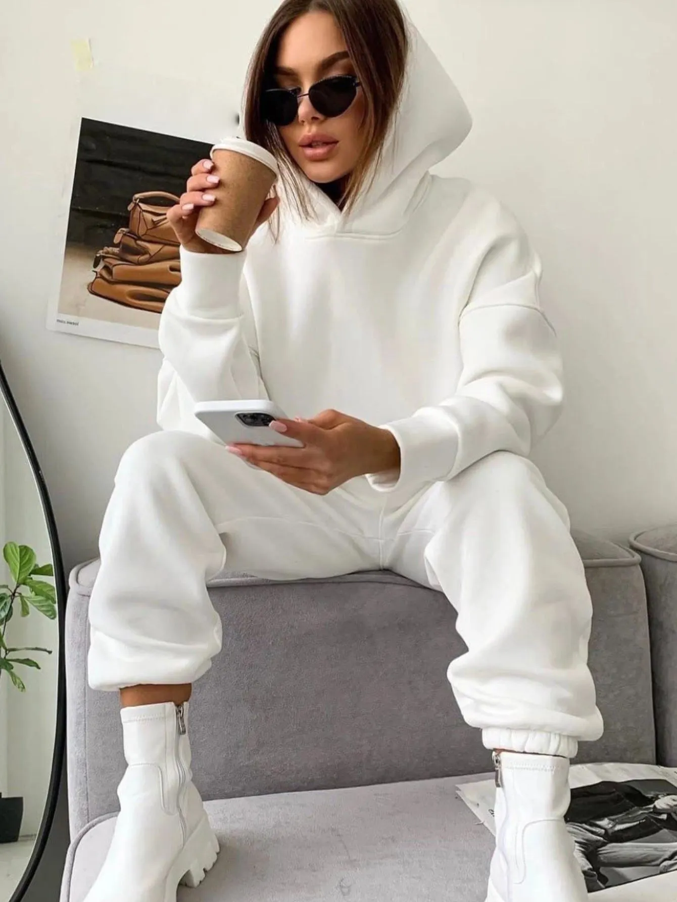 Outfit Two Piece Lounge Sets White