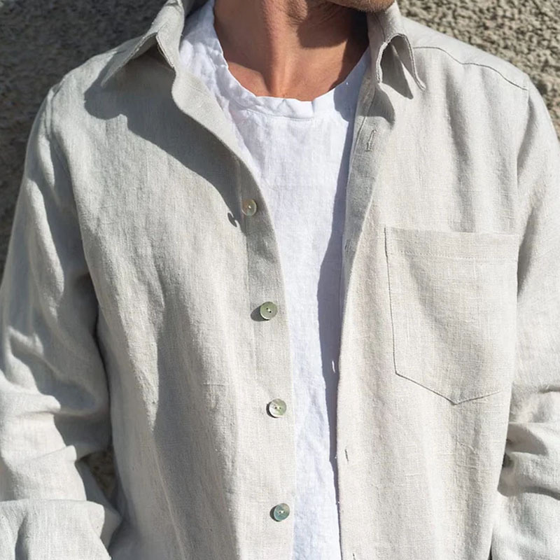 Men's Long Sleeve Classic Linen Shirt