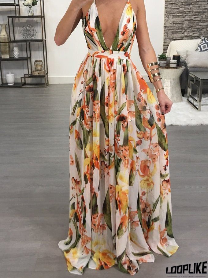 A-line Chiffon Open Back Dress With V-Neck Steel Grey Plus Size