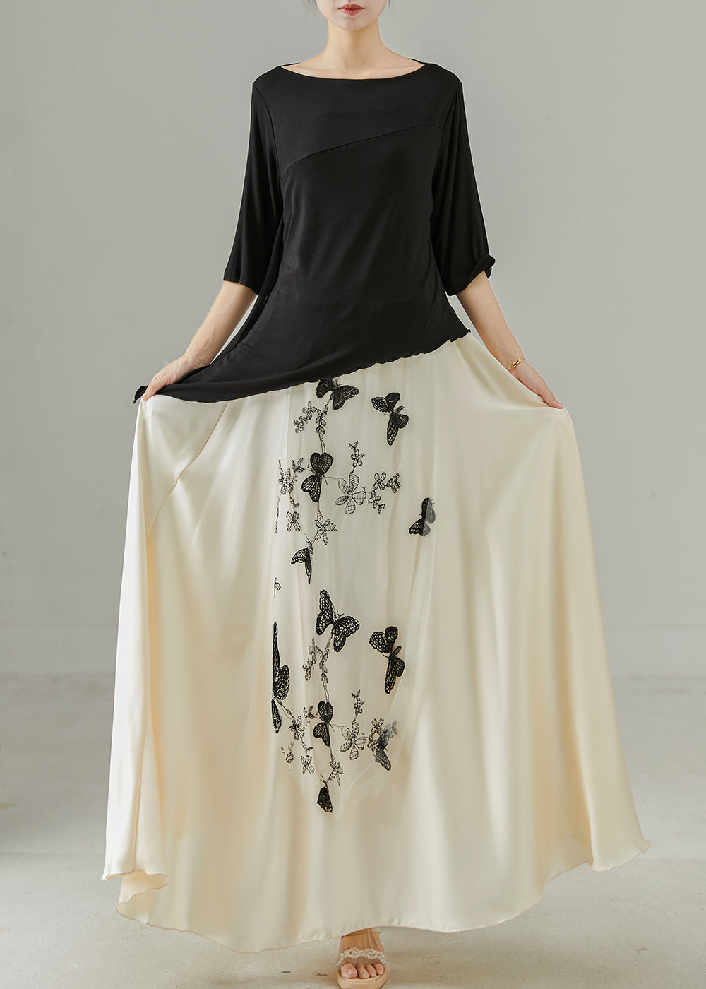 Ruched Chiffon Ruffle Two Piece Set - White main image 0