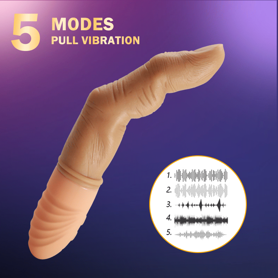 5 Modes Heating Realistic Finger Vibrator Dildo G-spot Stimulator Vibrator - Rose Toy