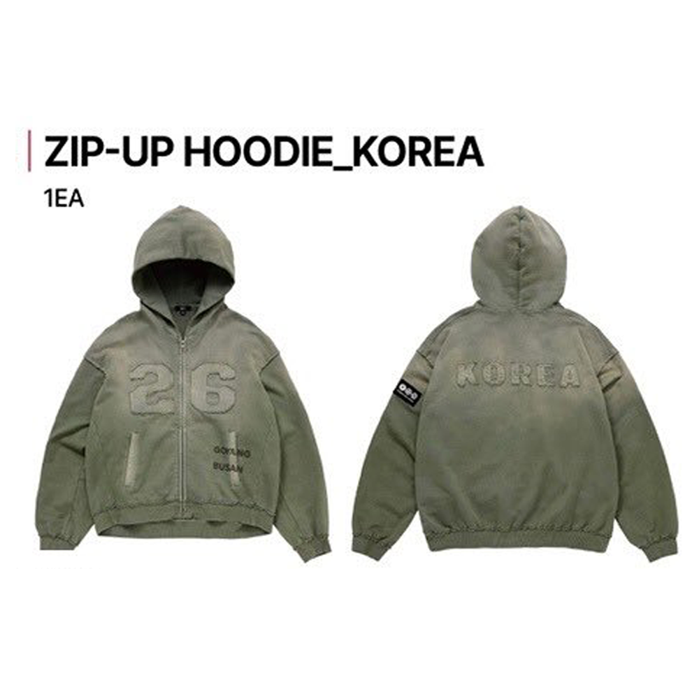 BTS ARIRANG Tour Heavyweight Zip-Up Hoodie - Vintage Olive
