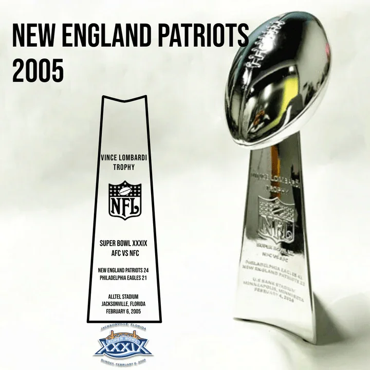 [NFL]2005 Vince Lombardi Trophy, Super Bowl 39, XXXIX New England Patriots