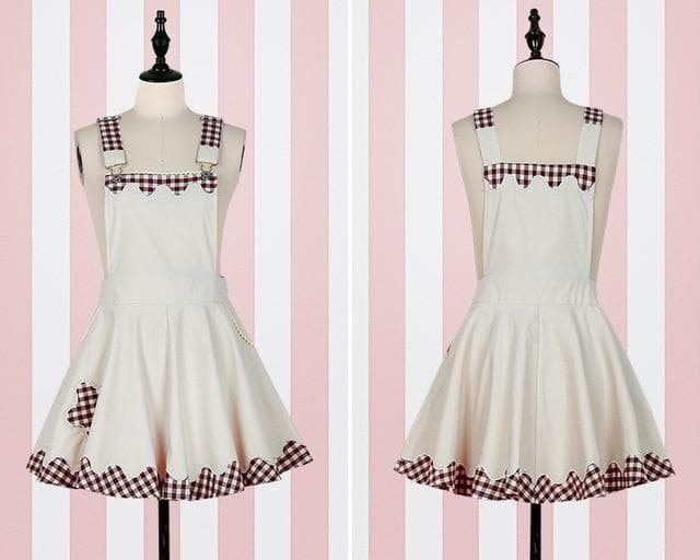 Brown/Pink Plaid Student Strap Lolita Dress S13053